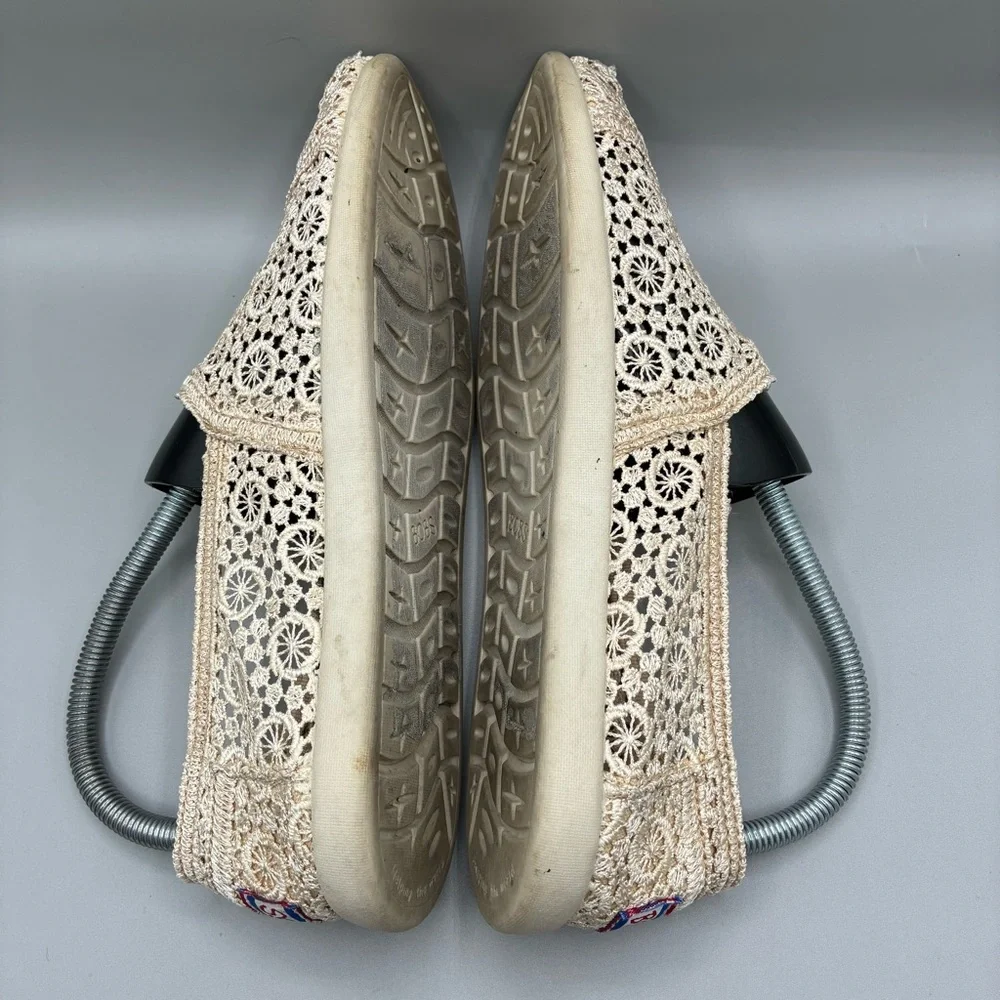 Bobs By Skechers Crochet Flats Women’s 8.5 Natural White Slip On Shoes